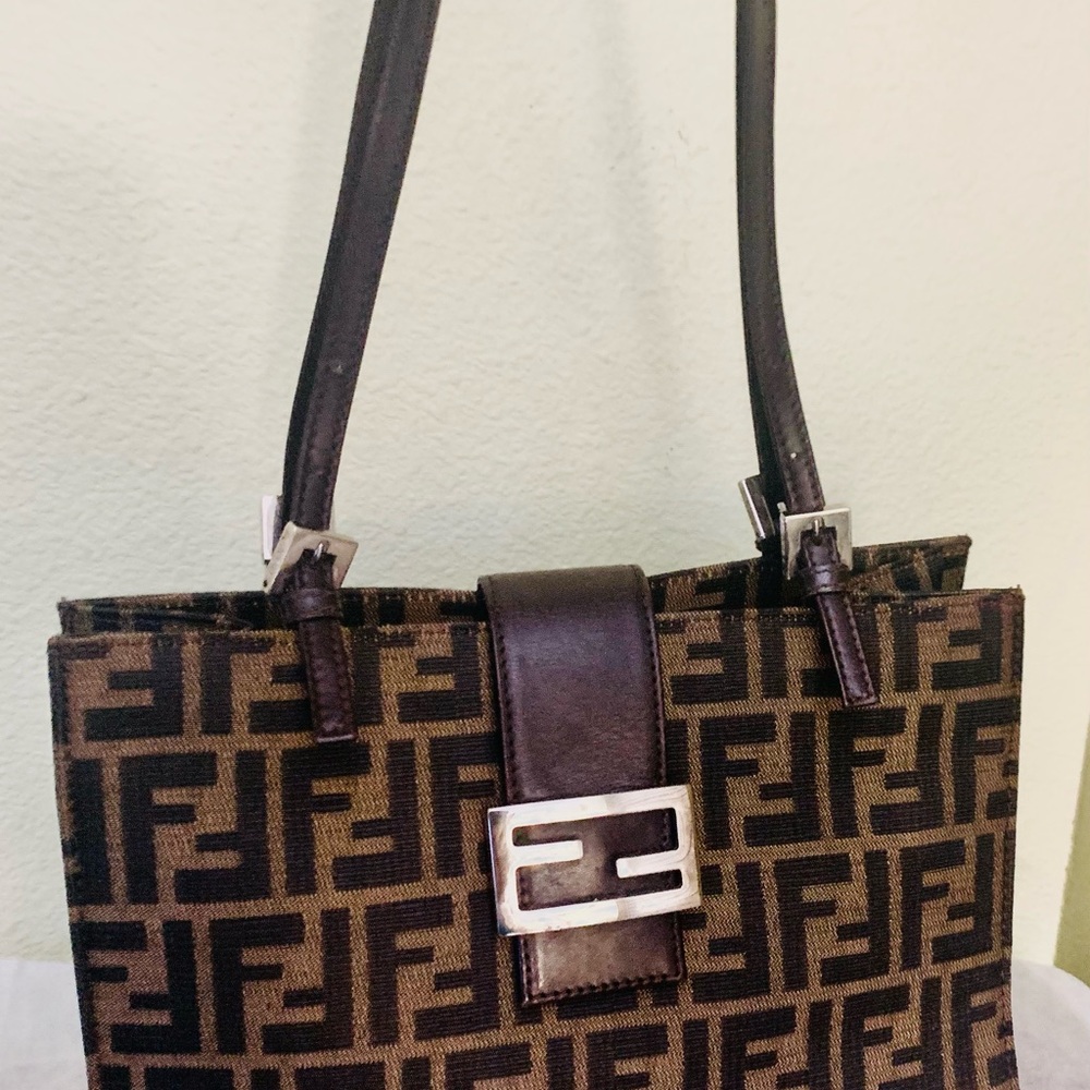 Fendi Brown and Black Monogram Shoulder Bag